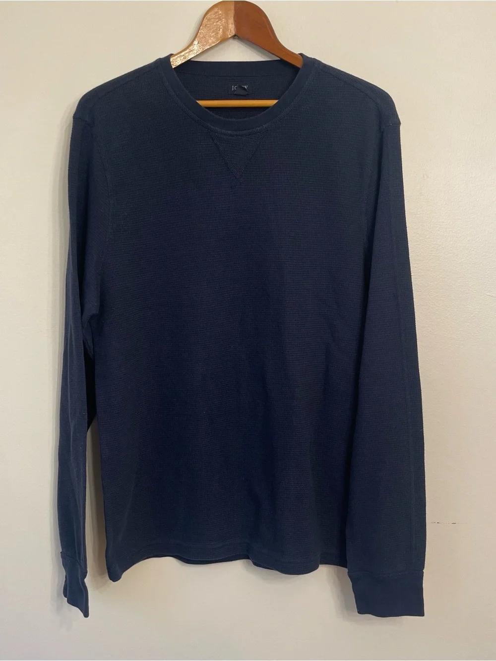 J Crew Thermal Waffle Knit Navy Long Sleeve Tee XL